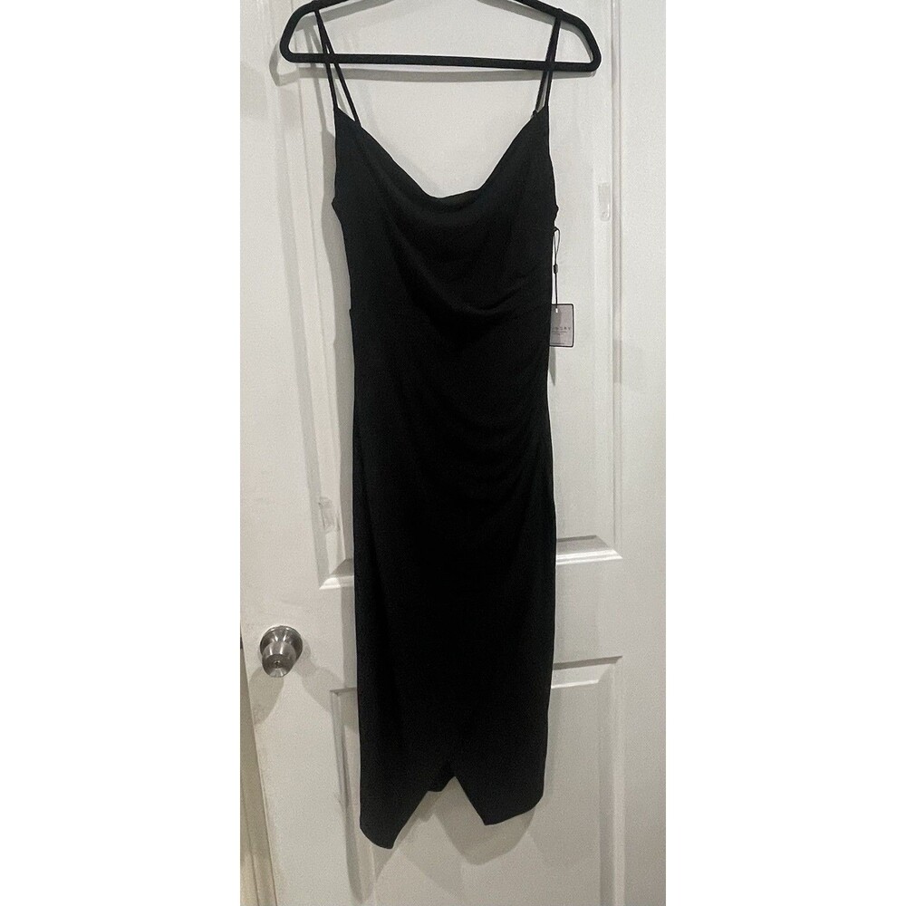 Laundry by Shelli Segal Black Midi Slip Dress Size 6 New with Tags